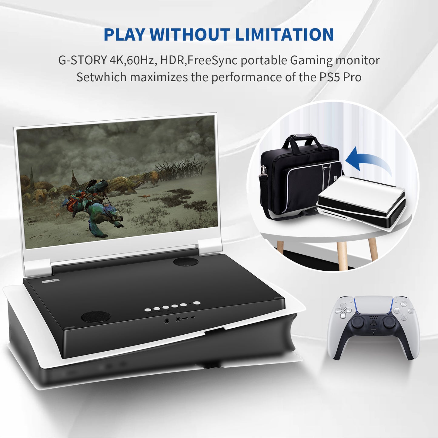 G-STORY 14" Inch IPS 4k 60Hz Portable Monitor Gaming Display Integrated with PS5 pro(not Included)
