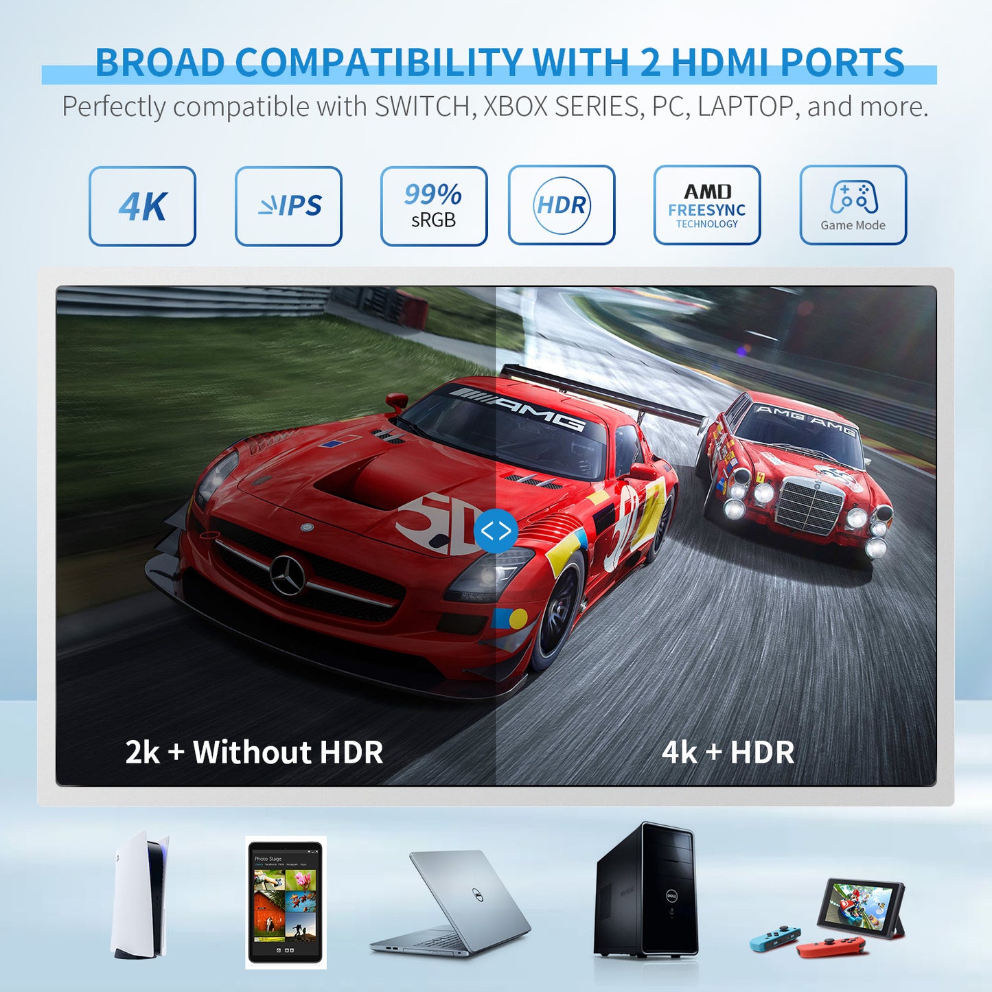 G-STORY 14" Inch IPS 4k 60Hz Portable Monitor Gaming Display Integrated with PS5 Slim(not Included)