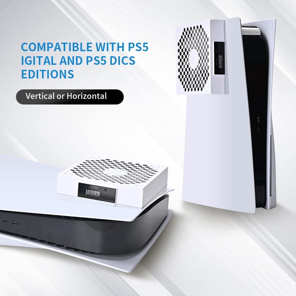 G-STORY PS5 Cooling Fan,PS5 Fan Cooler System, Fan Speed Automactically Adjusted by Temperature(โ/โ), Low Noise