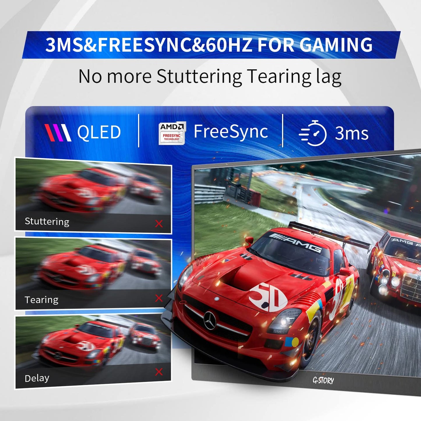 QLED Portable Monitor,G-Story15.6" IPS FHD1920x1080P 100% sRGB Frameless USB-C Laptop HDMI Gaming Monitor