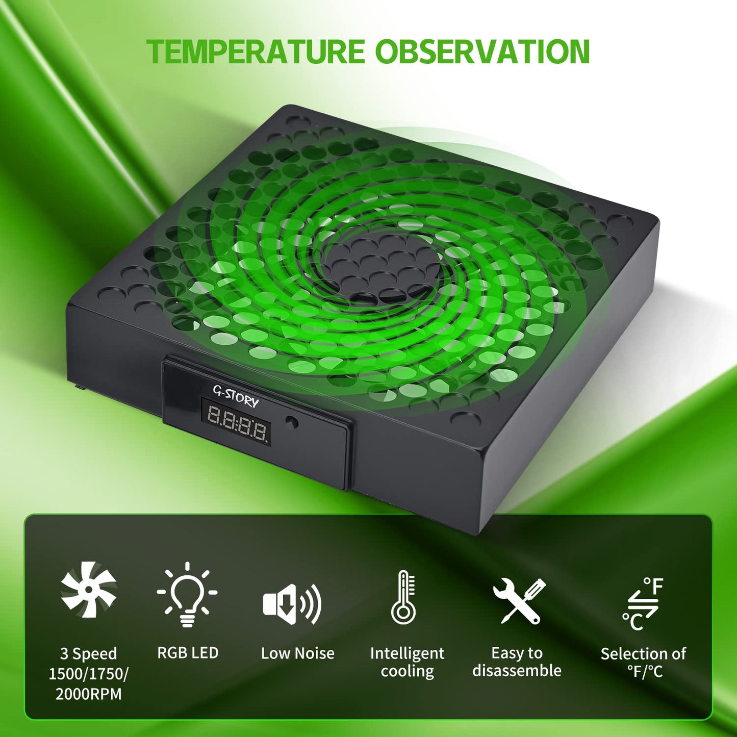 G-STORY Cooling Fan for Xbox Series X with Automatic Fan Speed Adjustable by Temperature, LED Display, High Performance Cooling, Low Noise