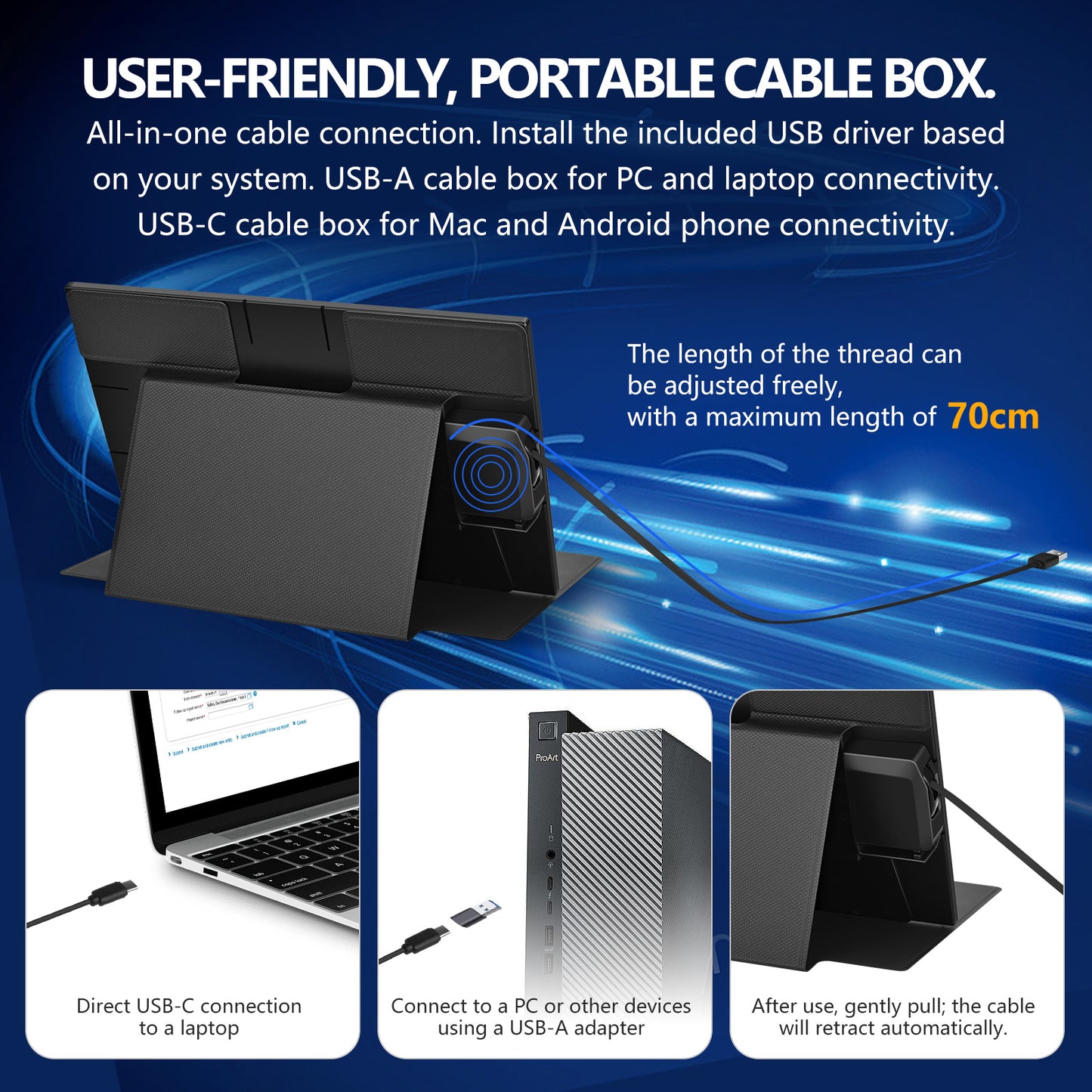 G-STORY Portable Monitor Integrated Cable Management 14” External Monitor