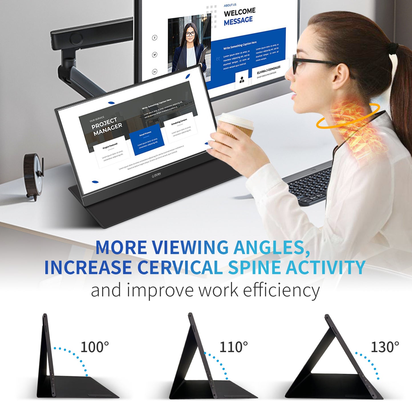 G-STORY Portable Monitor Integrated Cable Management 14” External Monitor