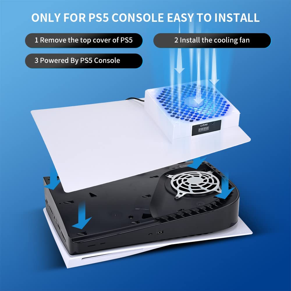 G-STORY PS5 Cooling Fan,PS5 Fan Cooler System, Fan Speed Automactically Adjusted by Temperature(℃/℉), Low Noise