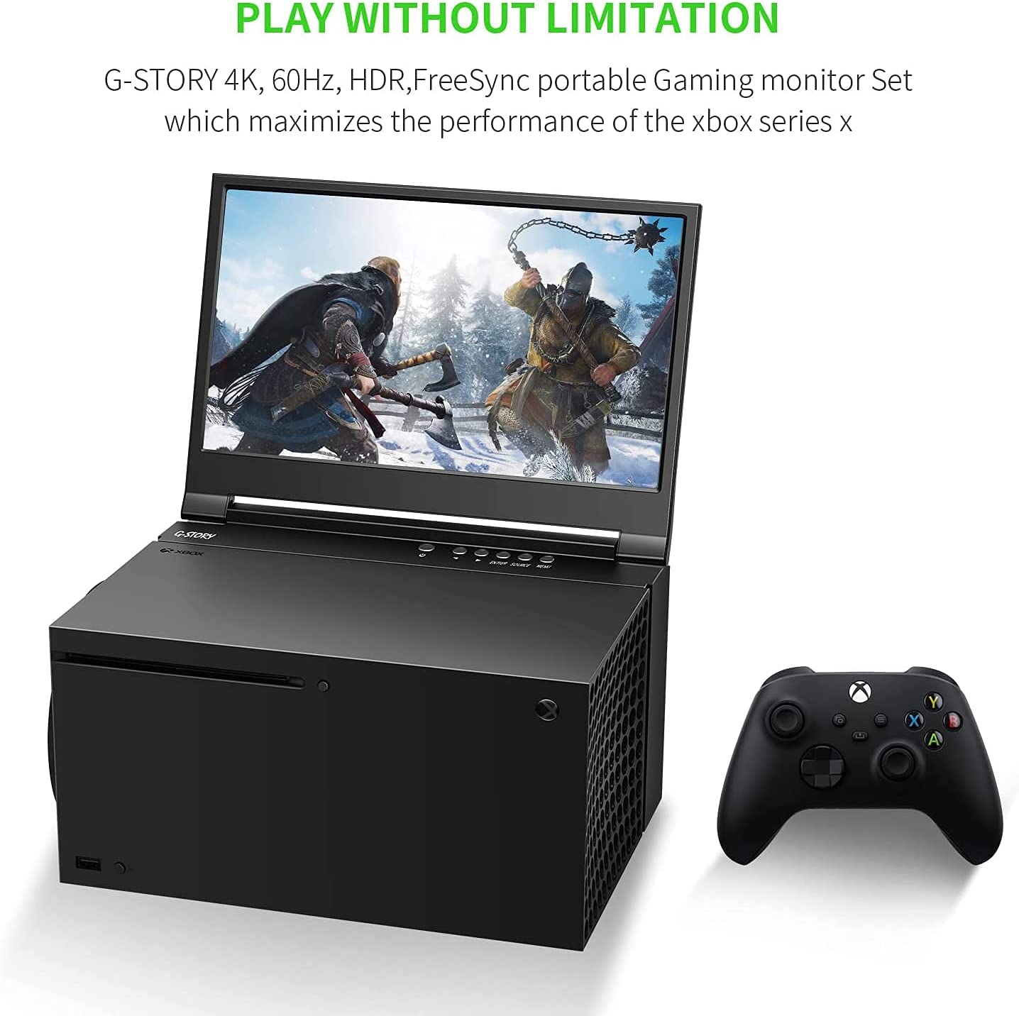G-STORY 15.6 Portable Monitor for Xbox Series S 4K Portable Gaming Monitor  IPS Screen for Xbox Series S（not Included） with Two HDMI, HDR, Freesync