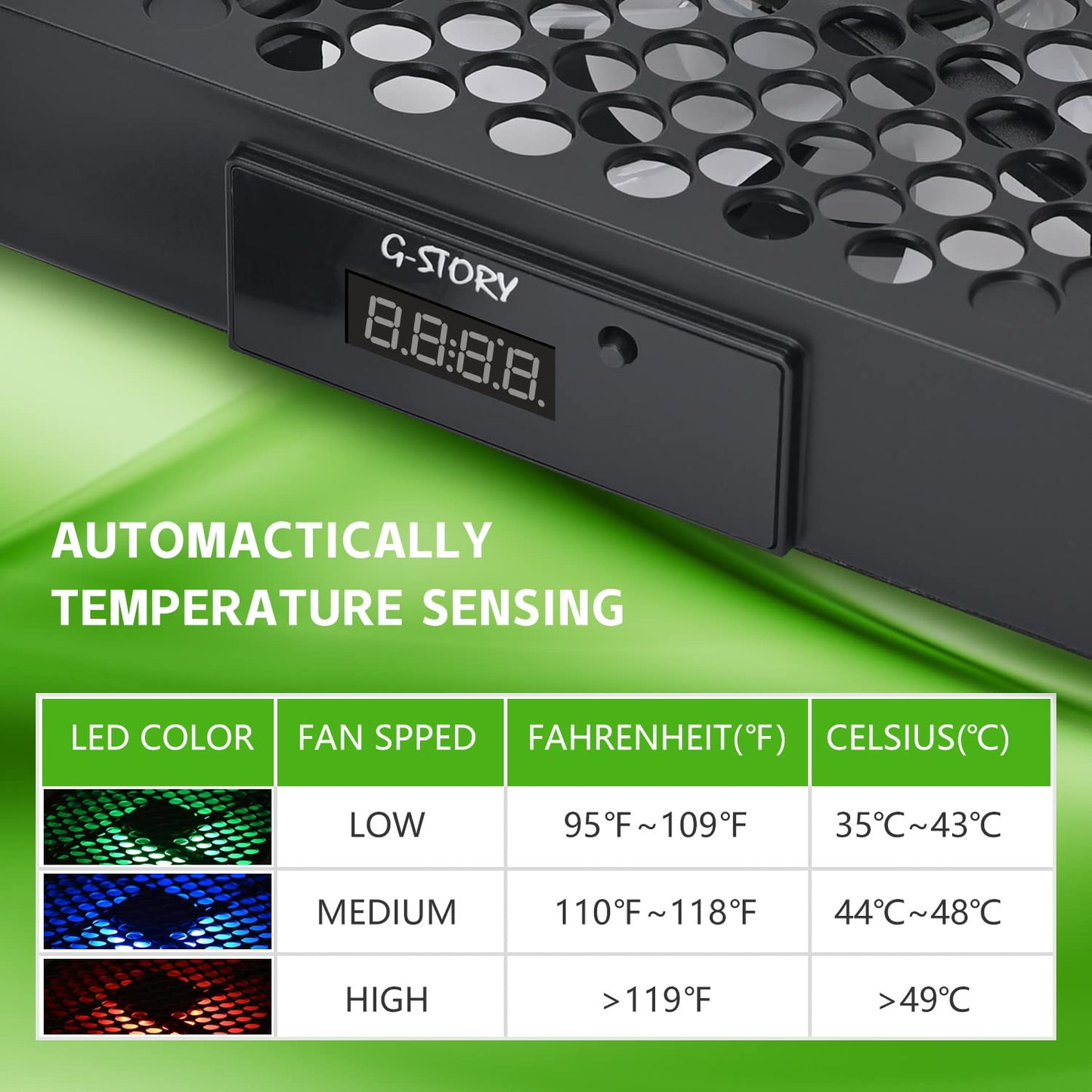 G-STORY Cooling Fan for Xbox Series X with Automatic Fan Speed Adjustable by Temperature, LED Display, High Performance Cooling, Low Noise