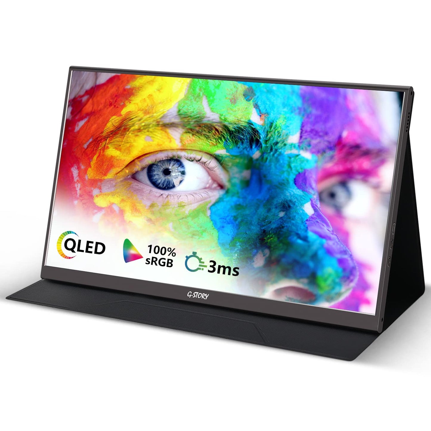 QLED Portable Monitor,G-Story15.6" IPS FHD1920x1080P 100% sRGB Frameless USB-C Laptop HDMI Gaming Monitor